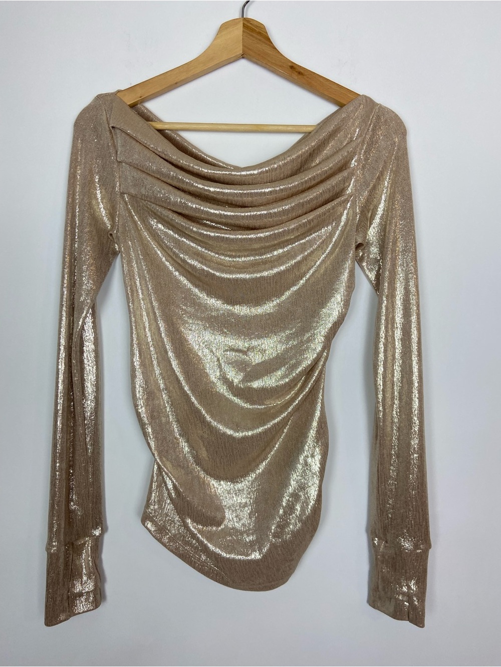 Marcella NYC Cooper Sparkly Lurex Long Sleeve Boatneck Top Stardust Size XS - Picture 8 of 15